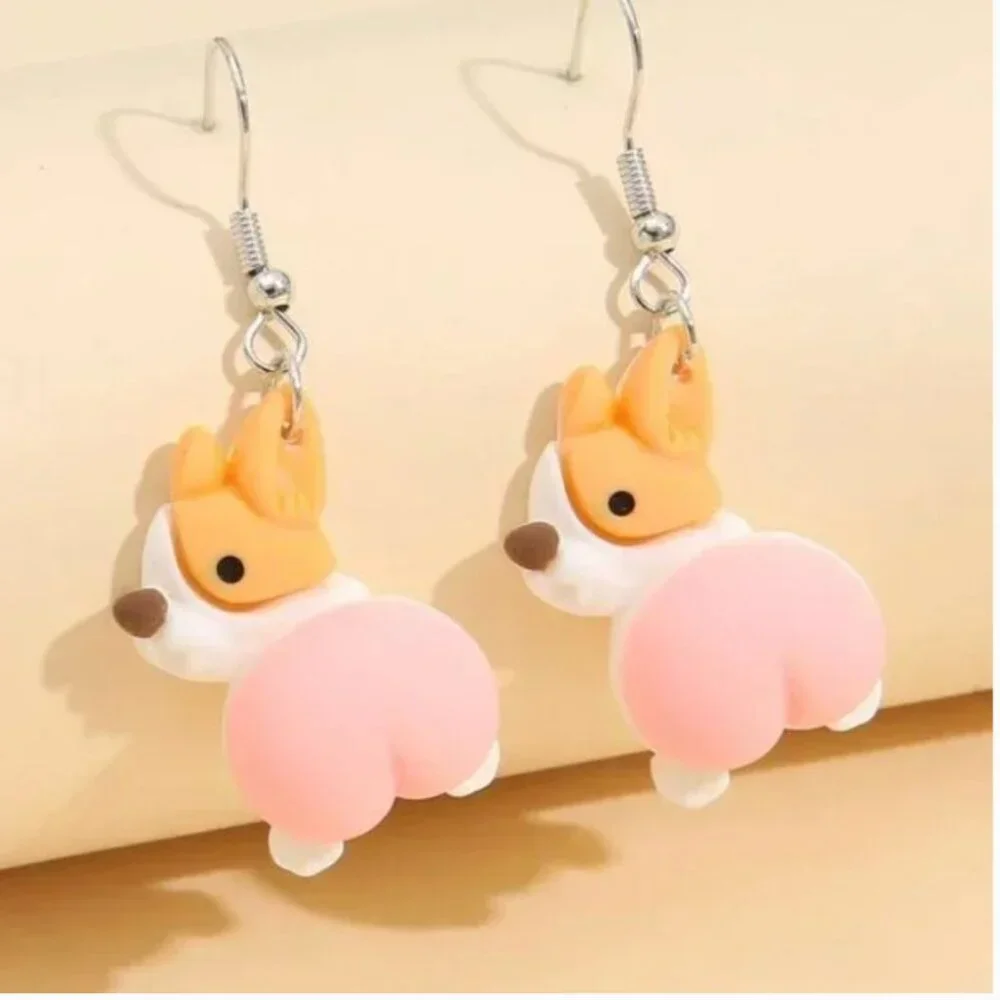 ⭐️❤️ FREE Corgi Dog Animal Puppy Butt Booty Funny Hipster Pop Art Chic Earrings